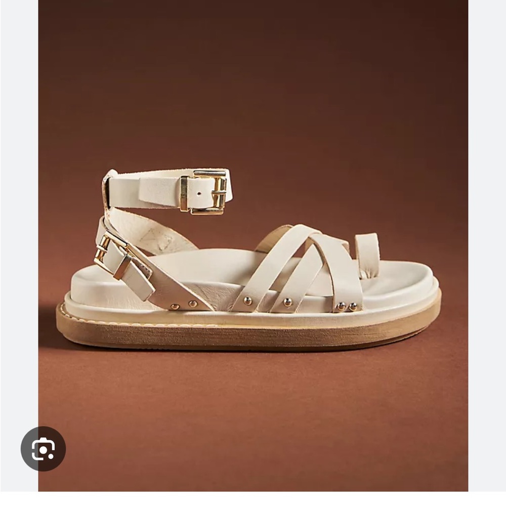 Alohas Ivory Buckle Up Sandal Size 40/9 9.5 gladiator Anthropologie platform